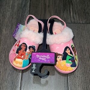 NWT Disney princess toddler sling back plush slippers